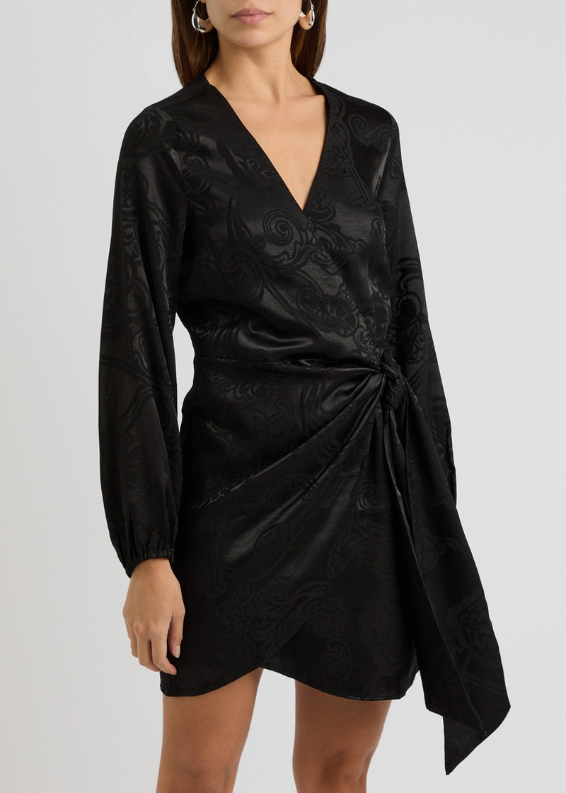Never Fully Dressed Never Fully Dressed Vienna Love Lock Satin Mini Wrap Dress outlook
