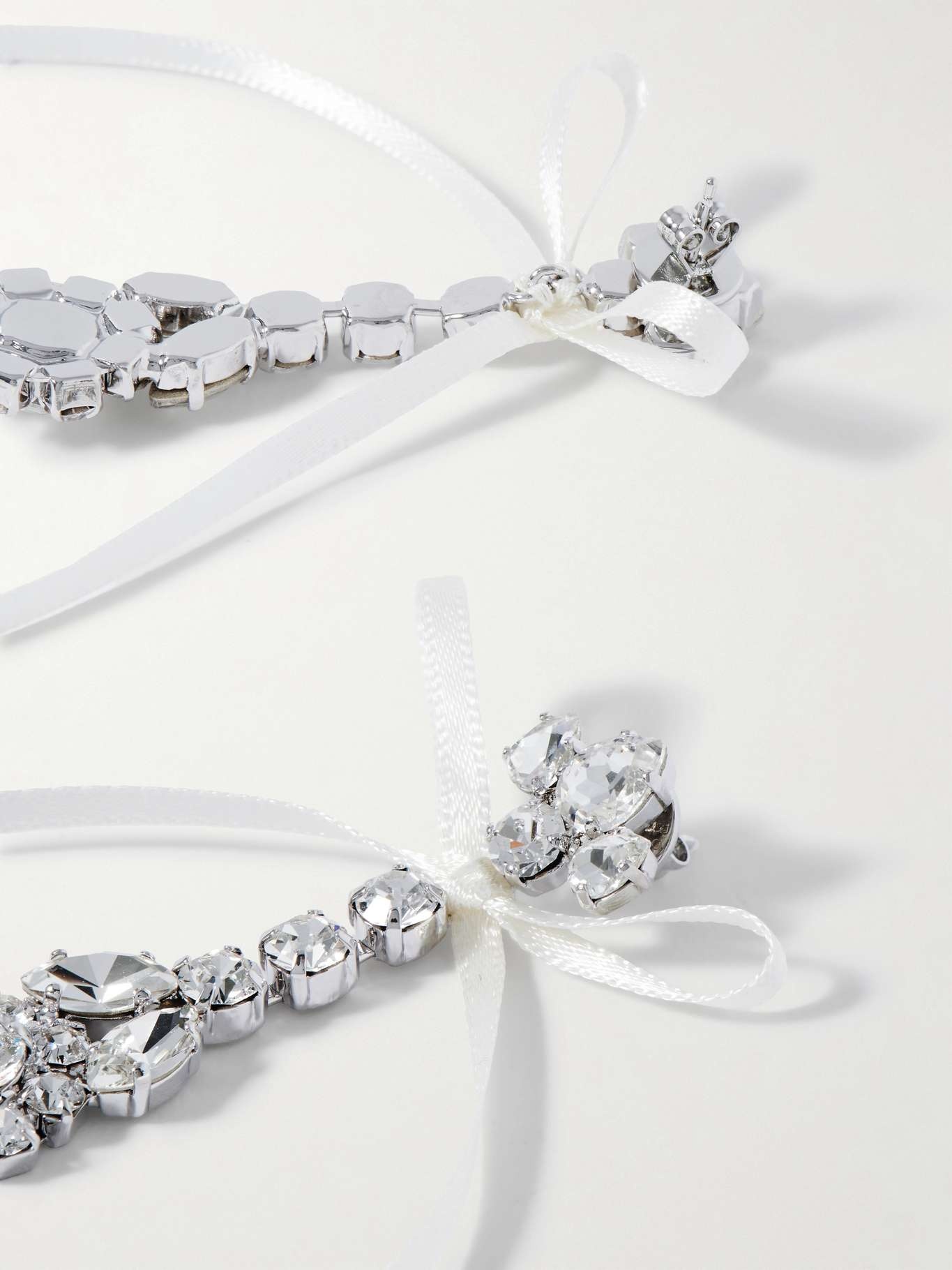 Victorian Bow silver-tone satin and crystal earrings Silver - 3