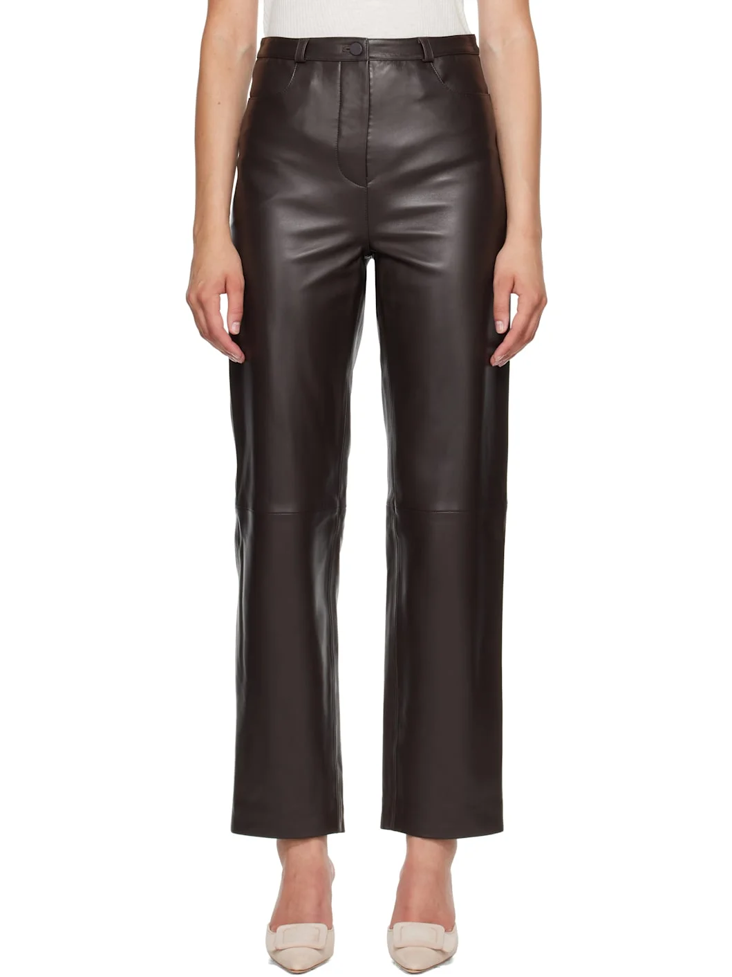 Brown COBE LDS Leather Trousers - 1
