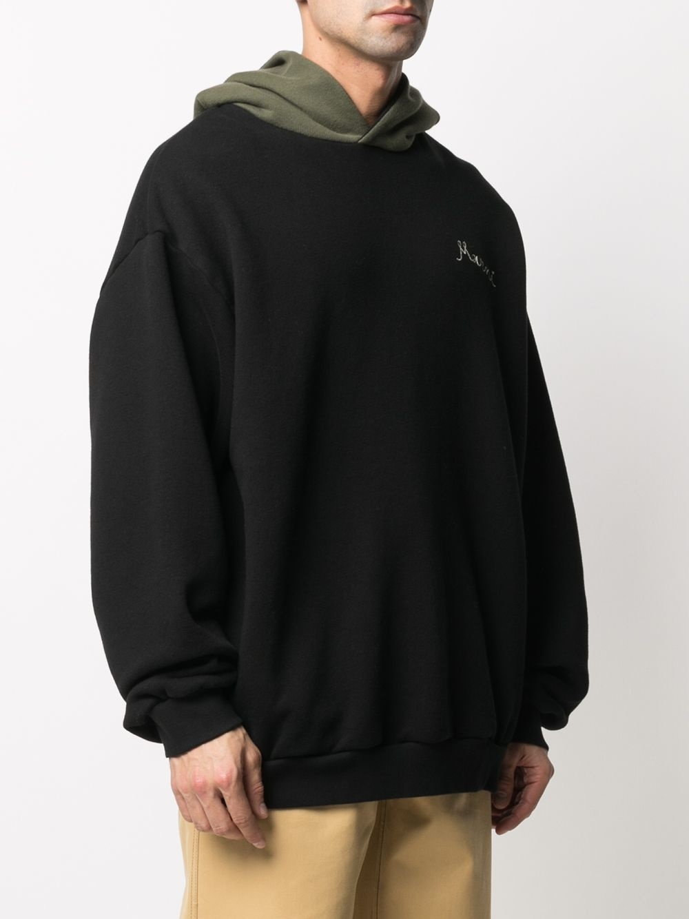 embroidered-logo contrast hoodie - 3