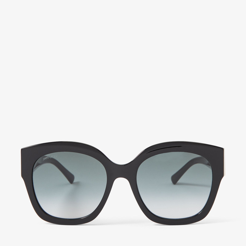 Leela Black Square Frame Sunglasses with Glitter 1