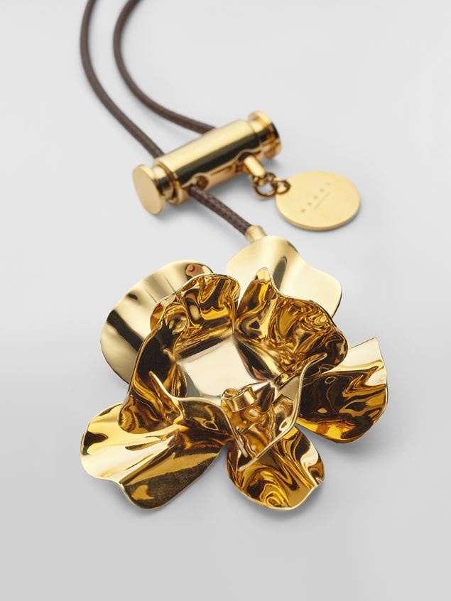 BRASS FLOWER NECKLACE WITH FLOWER PENDANT - 3