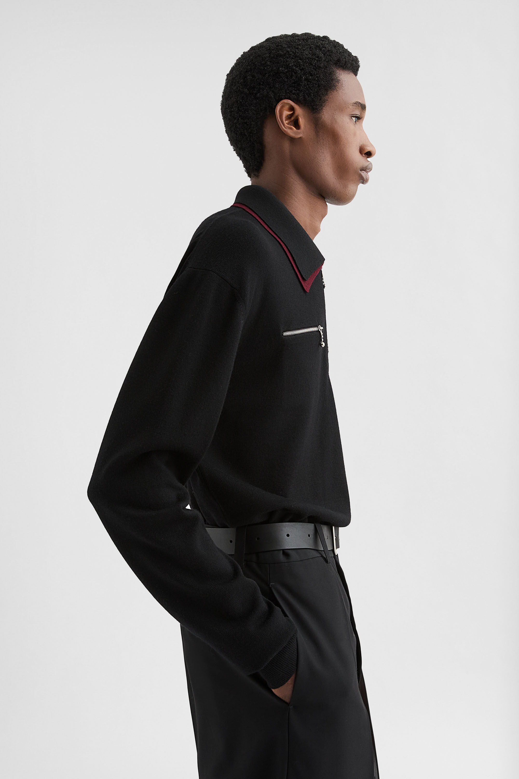 Lightweight Wool Polo Sweater - 5