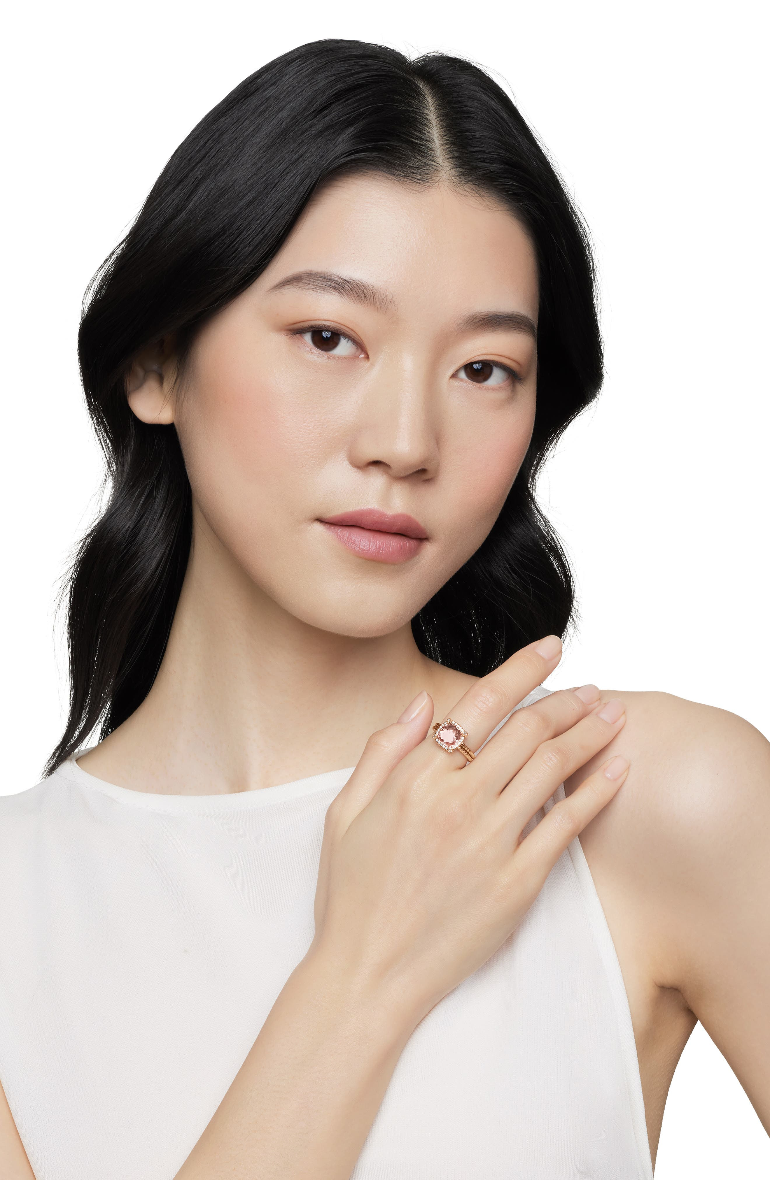 David Yurman Chatelaine® Pavé Bezel Ring in 18K Rose Gold in Rose Gold/Diamond/Morganite at Nordstro - 6