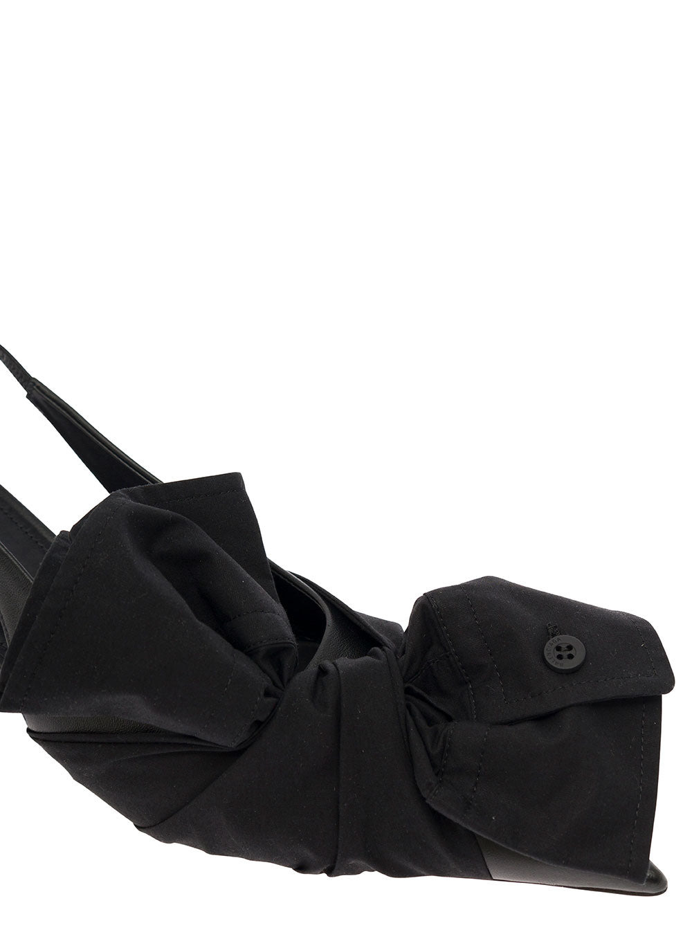 Balenciaga Women Black Slingback Pumps With Knot Detail In Leather And Cotton Woman - 4