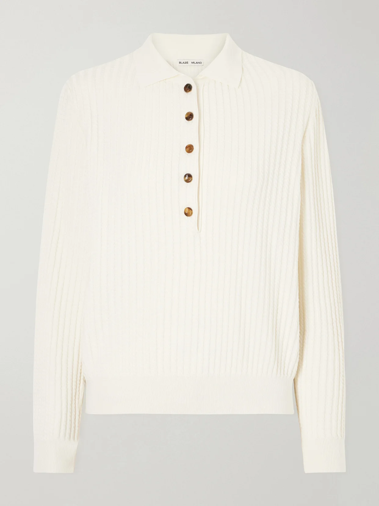 Alegria Cable-knit And Silk And Cotton-blend Polo Sweater - 1