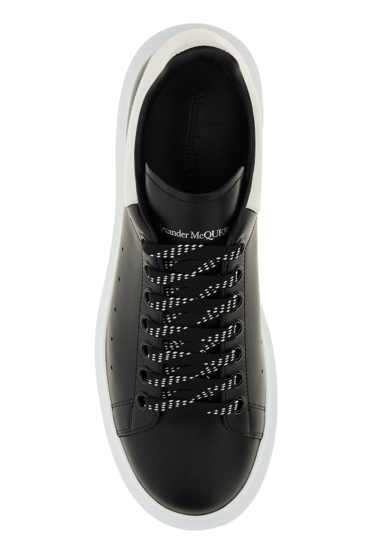 Black leather sneakers with white leather heel - 4