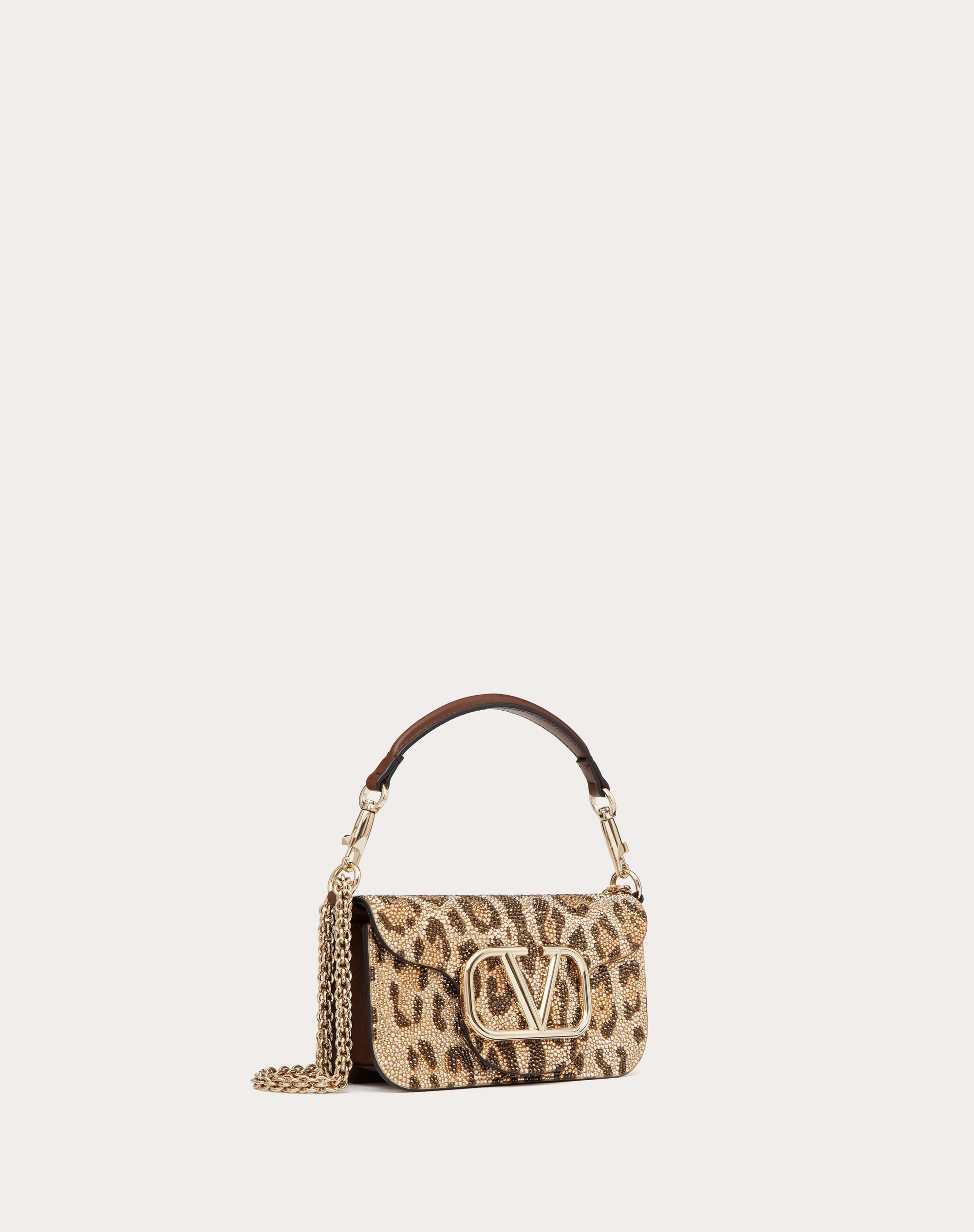 SMALL VALENTINO GARAVANI LOCÒ SHOULDER BAG WITH RHINESTONE ANIMALIER PATTERN - 2