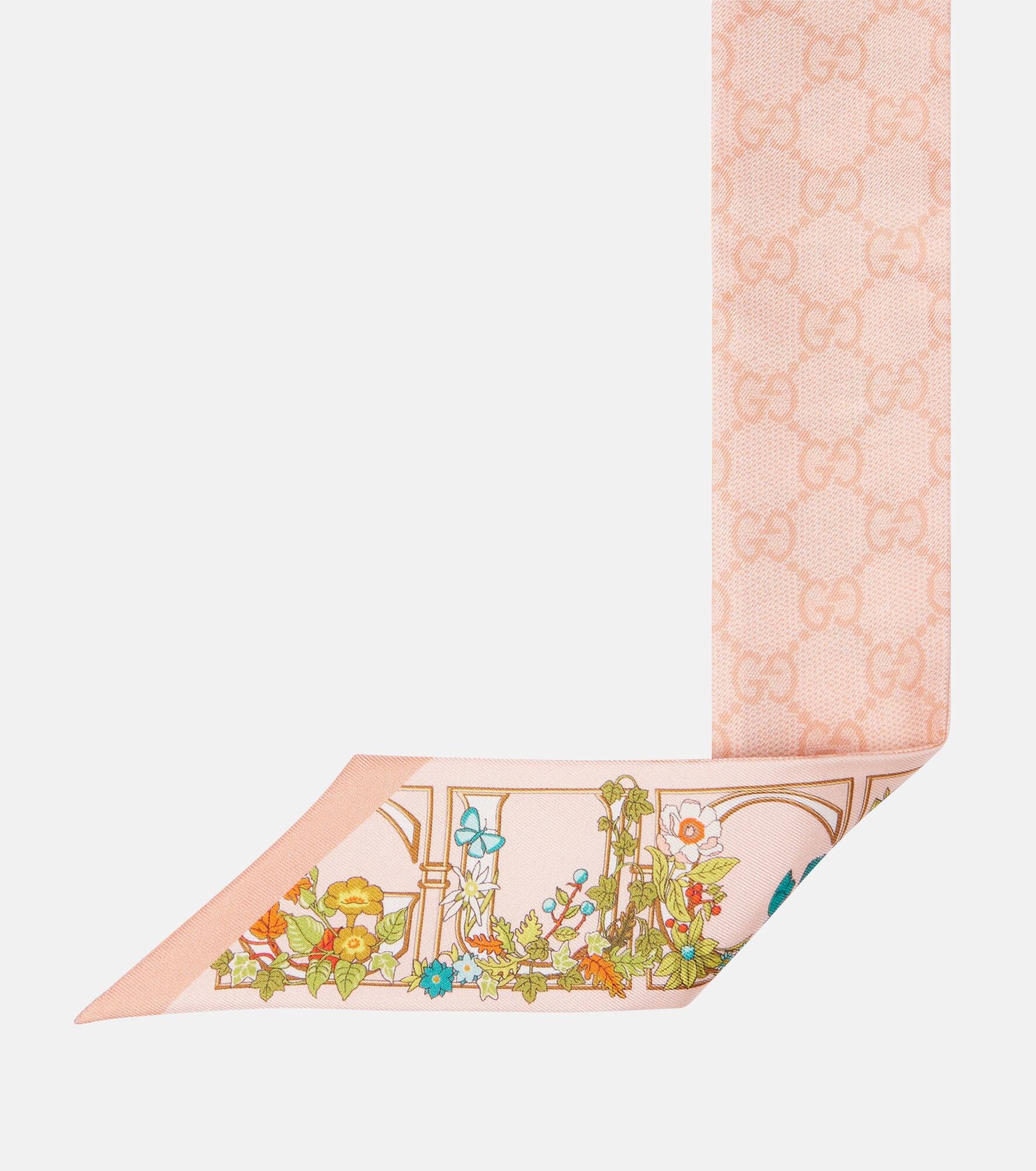 Floral silk twill scarf - 4