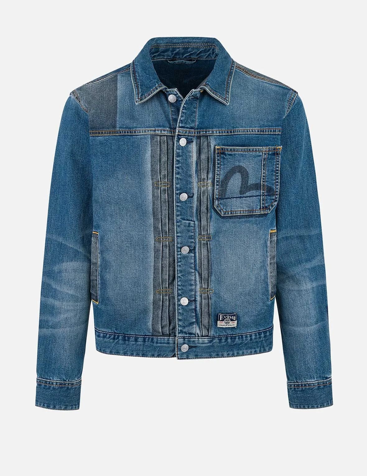 Two-tone Daicock Inserted Regular Fit Denim Jacket - 1