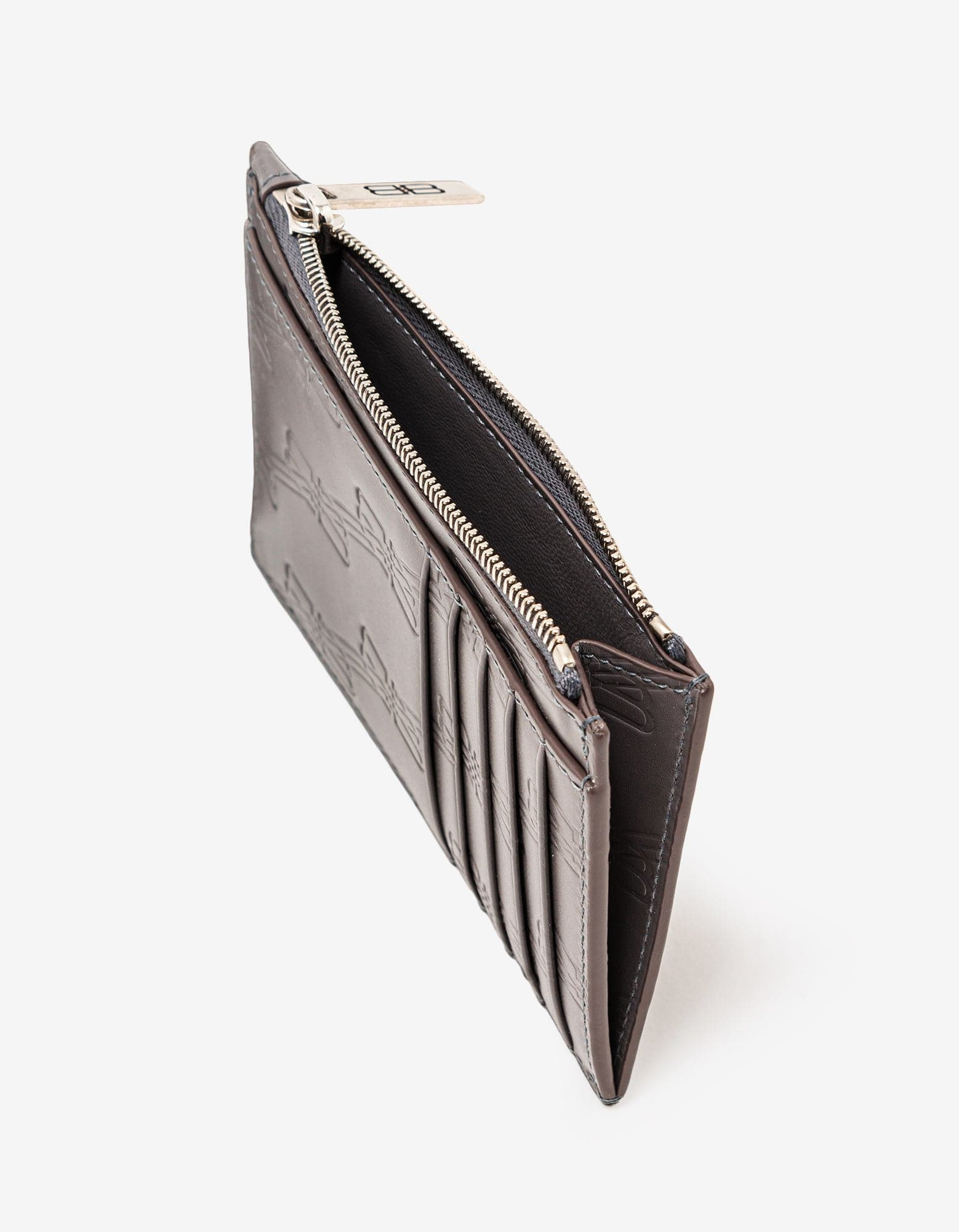 Balenciaga Dark Grey BB Monogram Zip Card Holder - 3