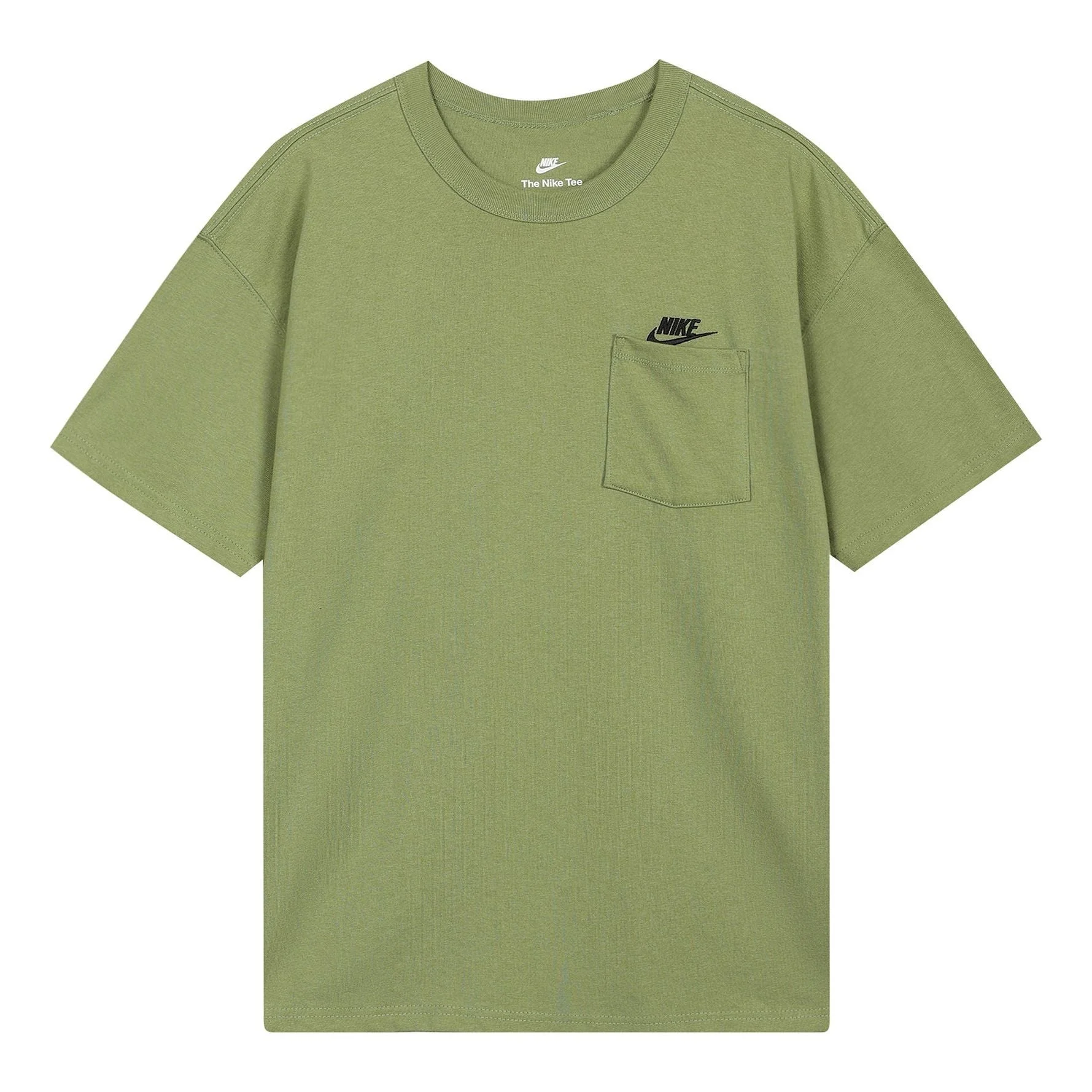 Men's Nike Solid Color Pocket Round Neck Loose Short Sleeve Green T-Shirt DQ9296-334 - 1