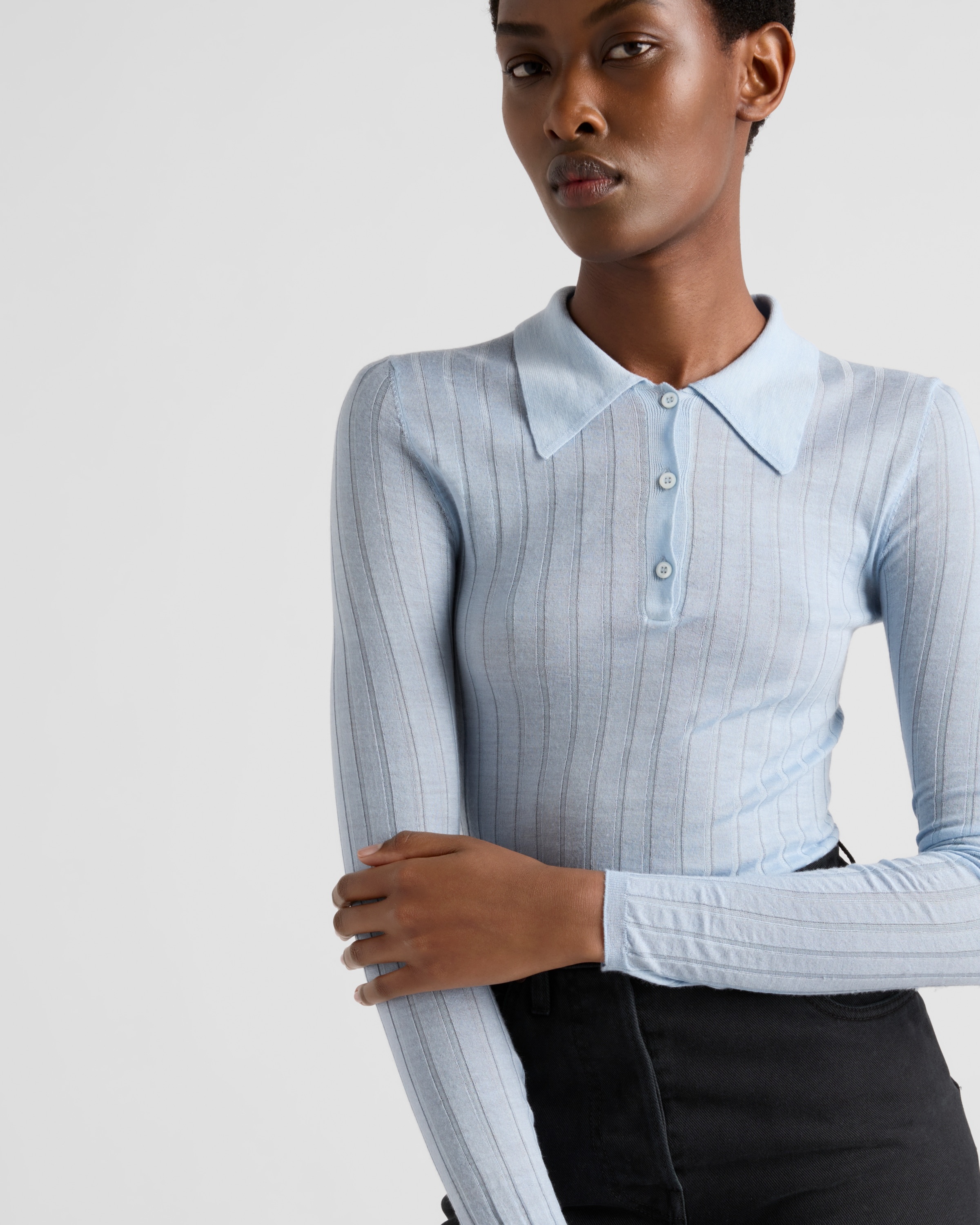 Cashmere and silk polo shirt - 3