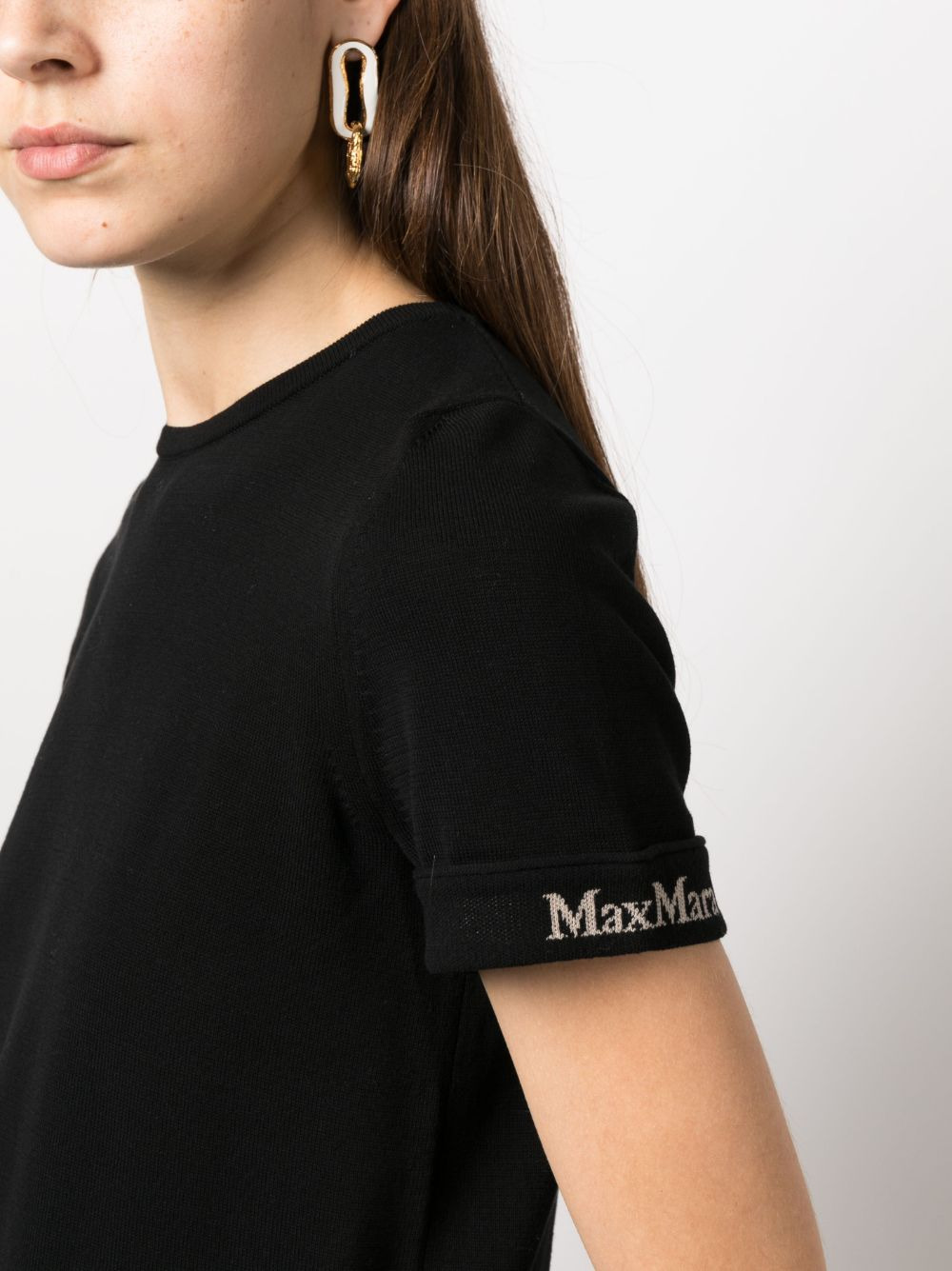 embroidered-logo knitted top - 5