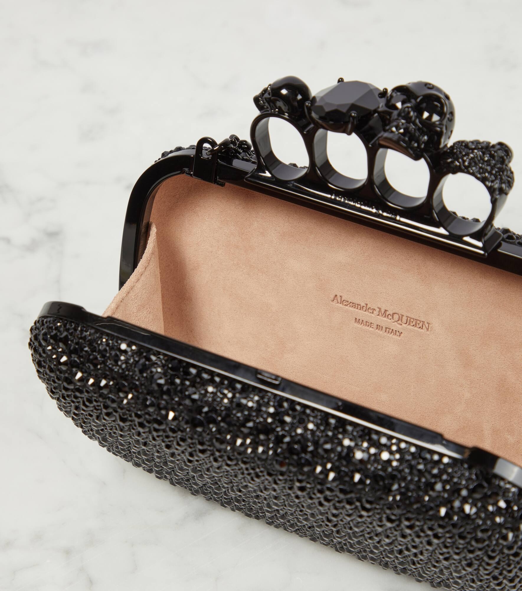 Knuckle embellished leather clutch - 3
