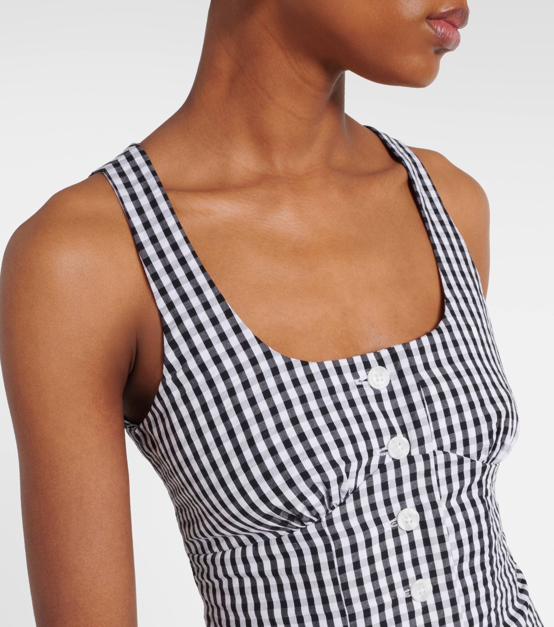 Gingham cotton poplin top - 4