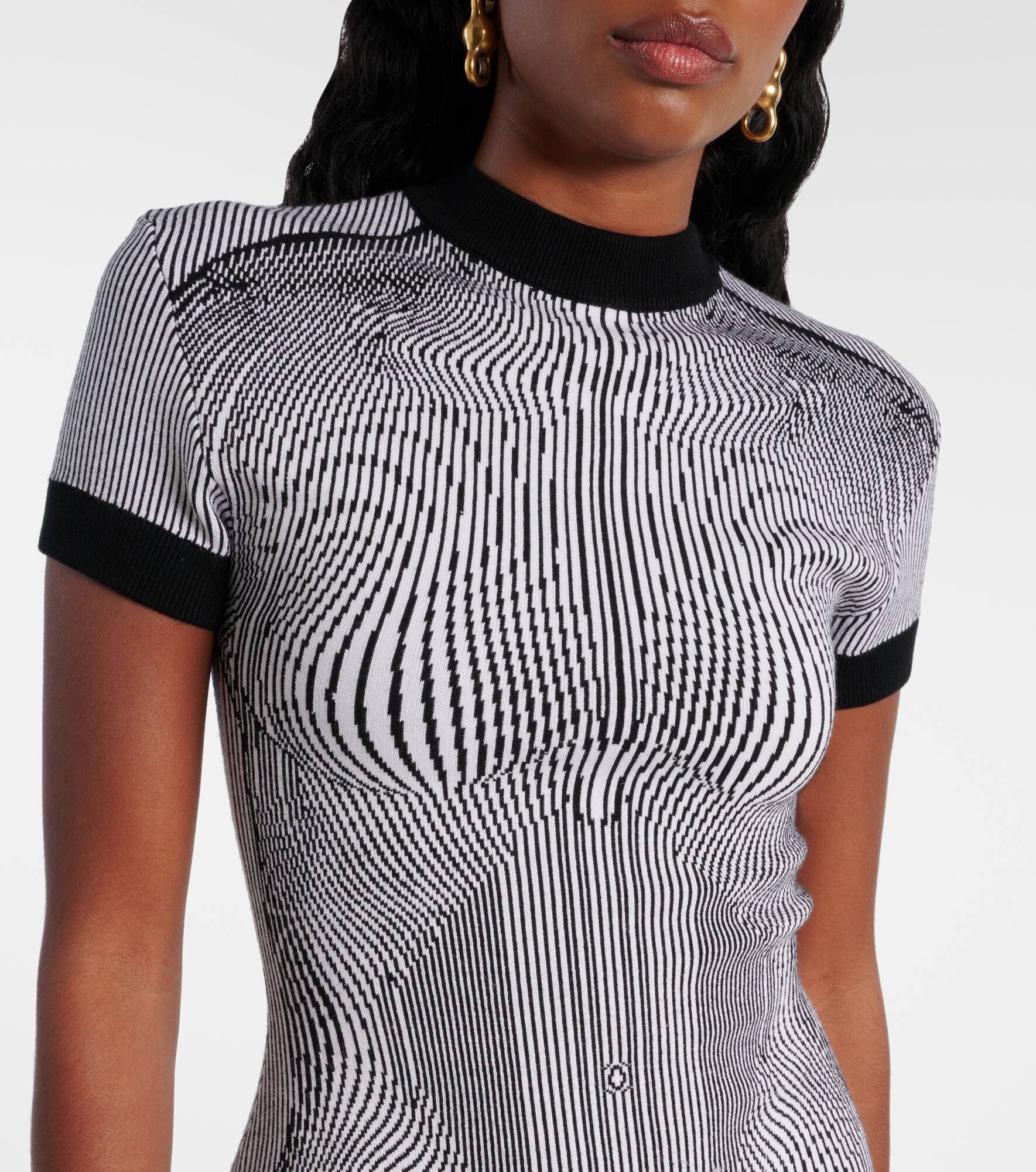 Morphing Pinstripe jacquard jersey minidress - 4