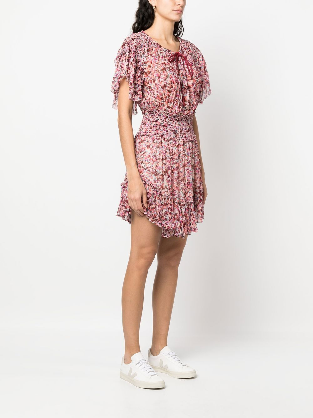 abstract-print shirred-detail dress - 3