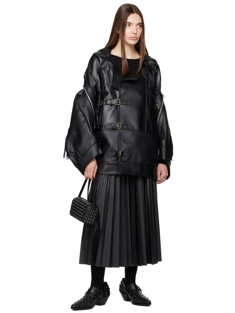 Junya Watanabe Black Steer Oiled Studded Heels outlook