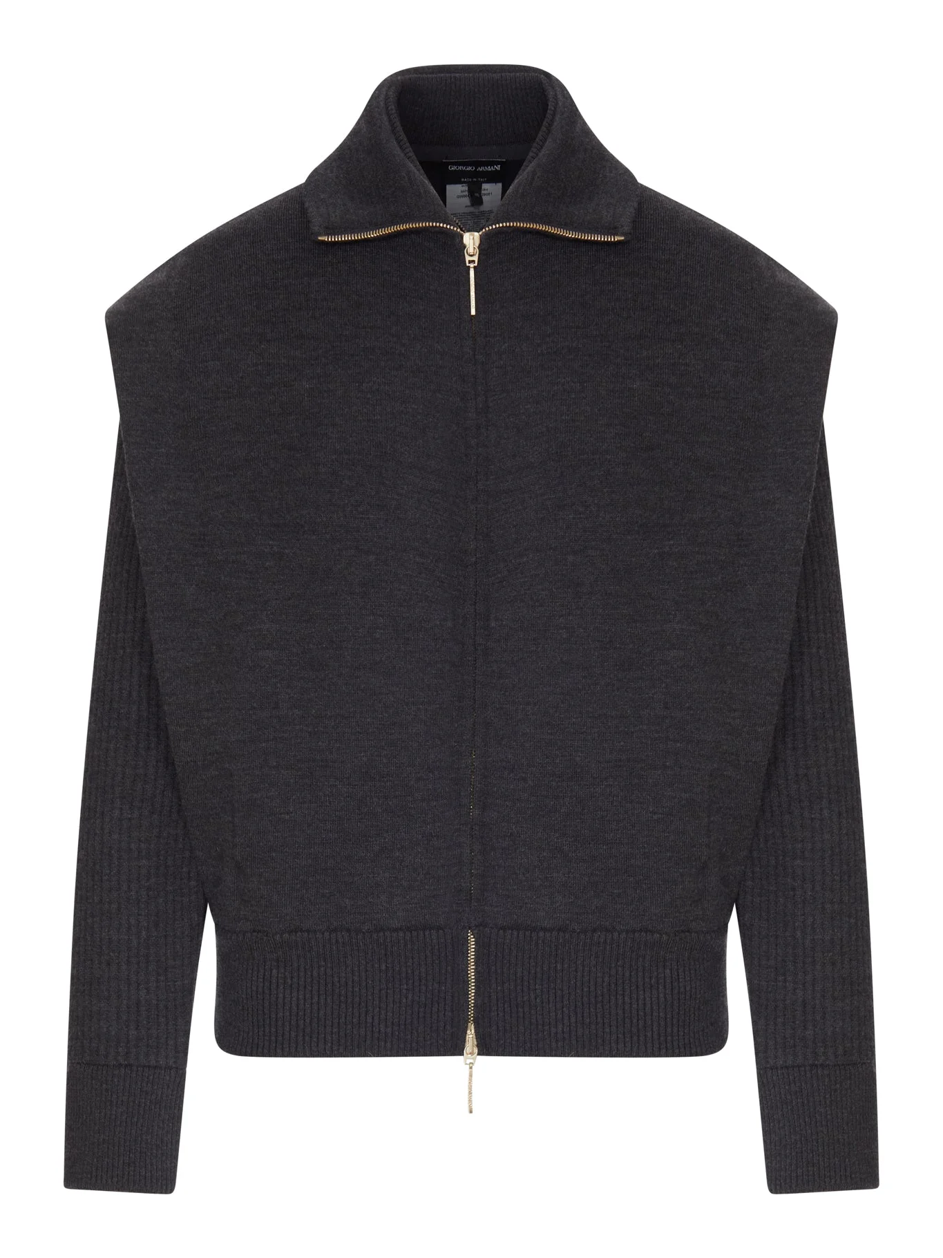 PADDED VIRGIN WOOL BOMBER JACKET WITH RIBBED SLEEVES - 1