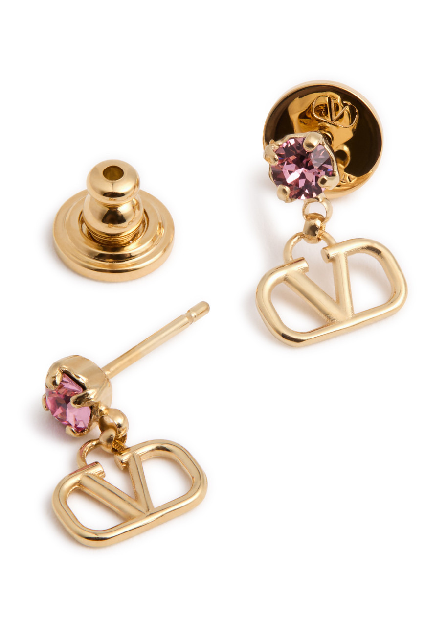 Valentino Garavani Vlogo Crystal-embellished Drop Earrings - 3