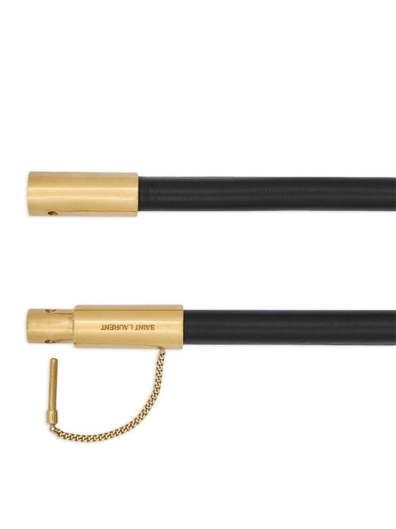 SAINT LAURENT logo-engraved leather belt outlook