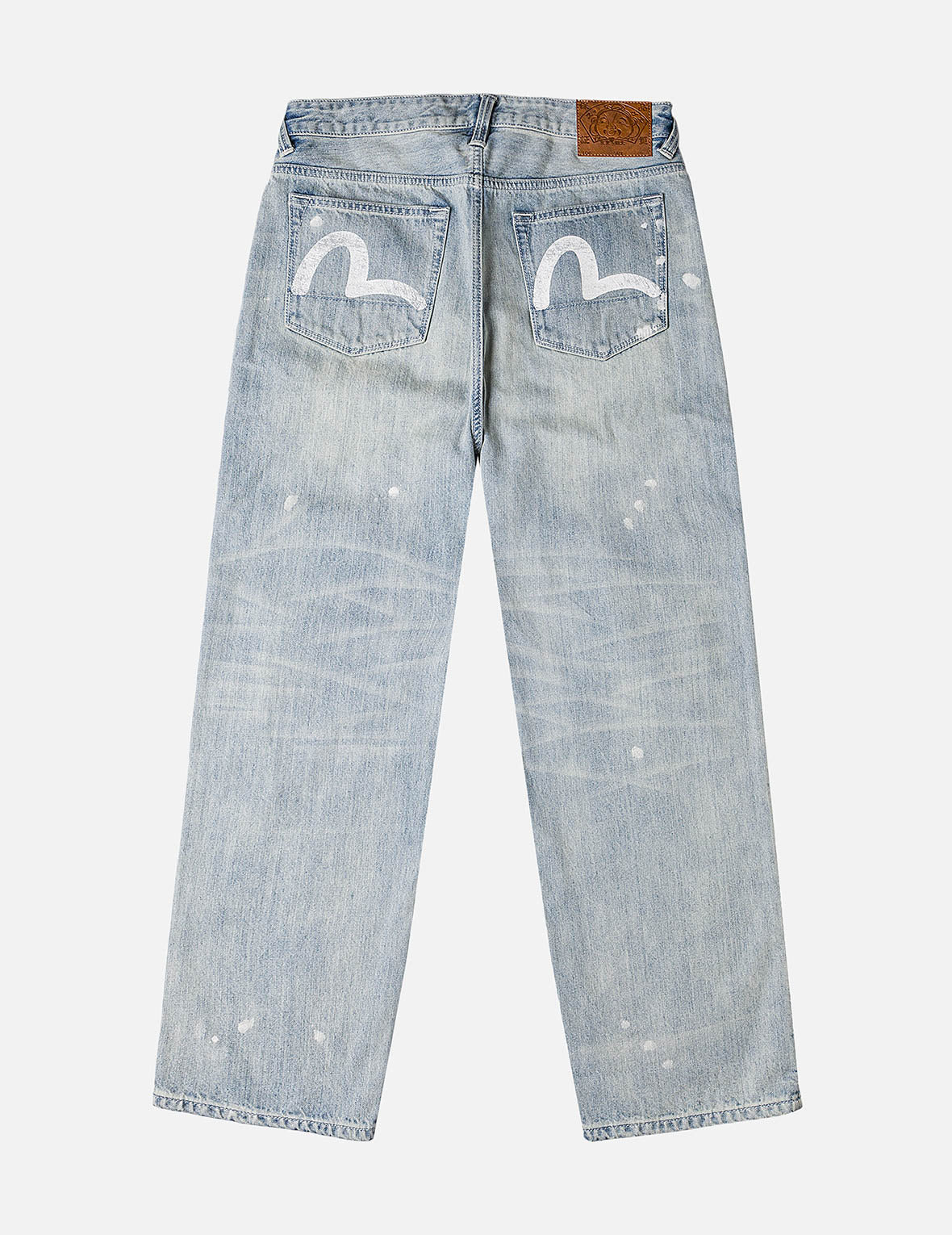 Washed Patchwork and Seagull Print Loose Fit Denim Jeans - 3