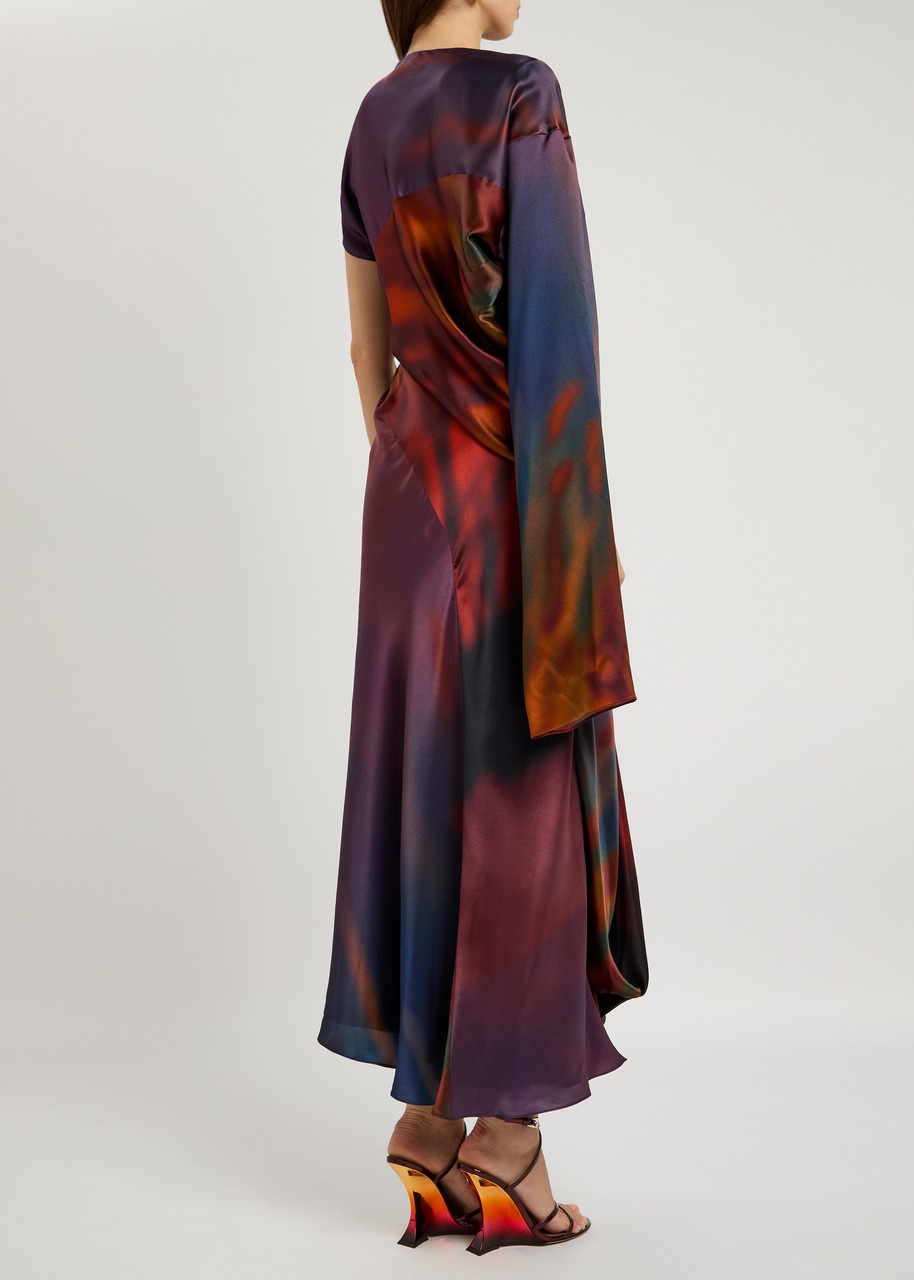 Roksanda Alia Draped Silk-satin Midi Dress - 3