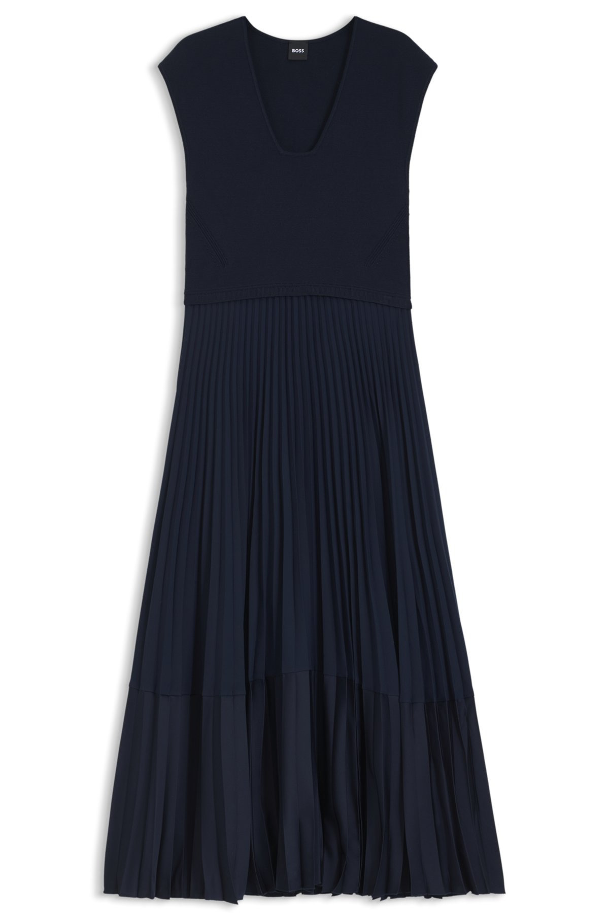 SLEEVELESS KNITTED DRESS WITH PLEATED SKIRT - 1