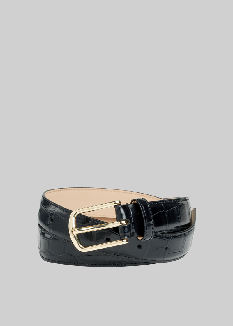Dione Croc Leather Belt - Black 1