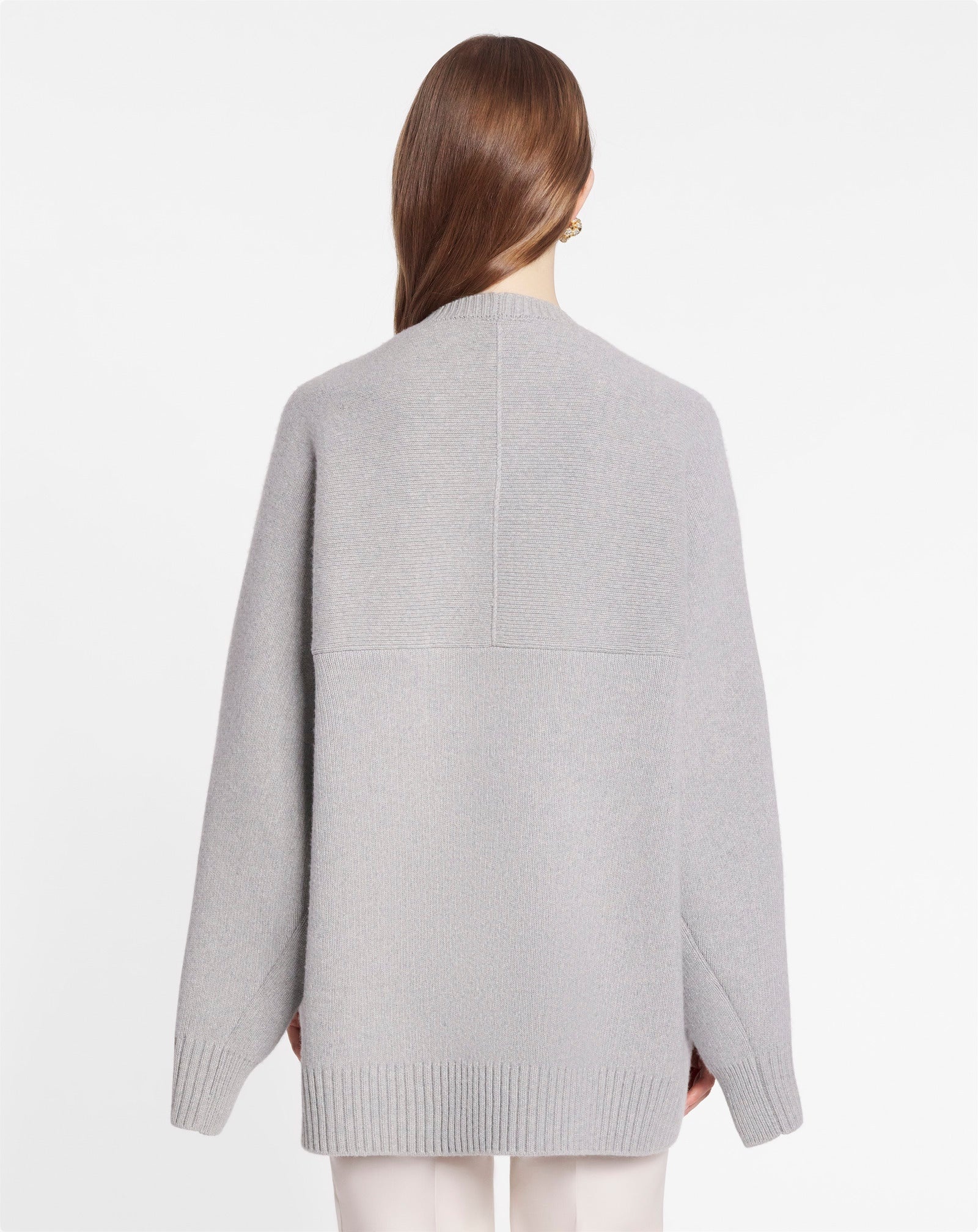 ROUND NECK CAPE BACK JUMPER IN WOOL AND CASHMERE - 4