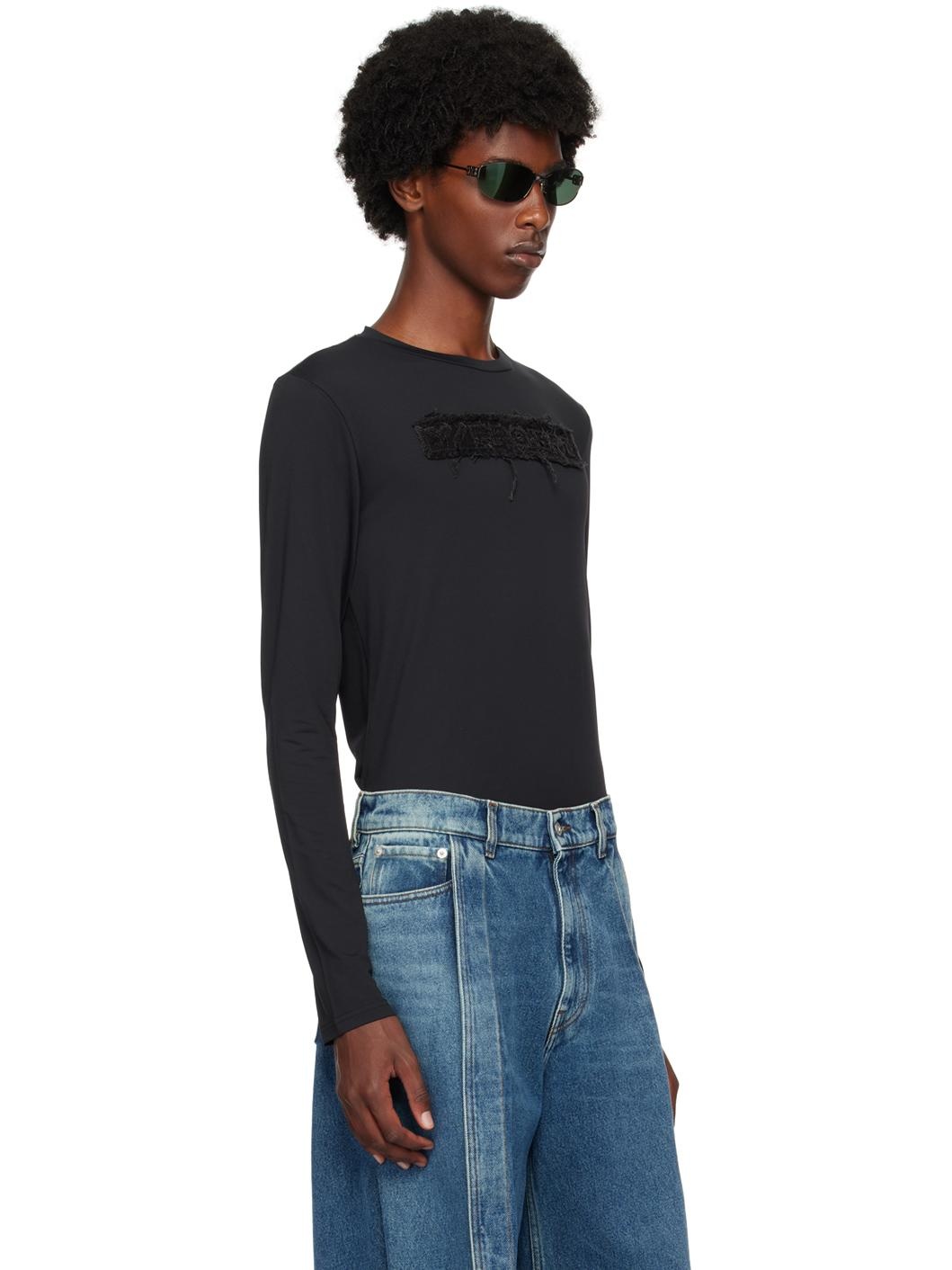 Black Logo Patch Long Sleeve T-Shirt - 2