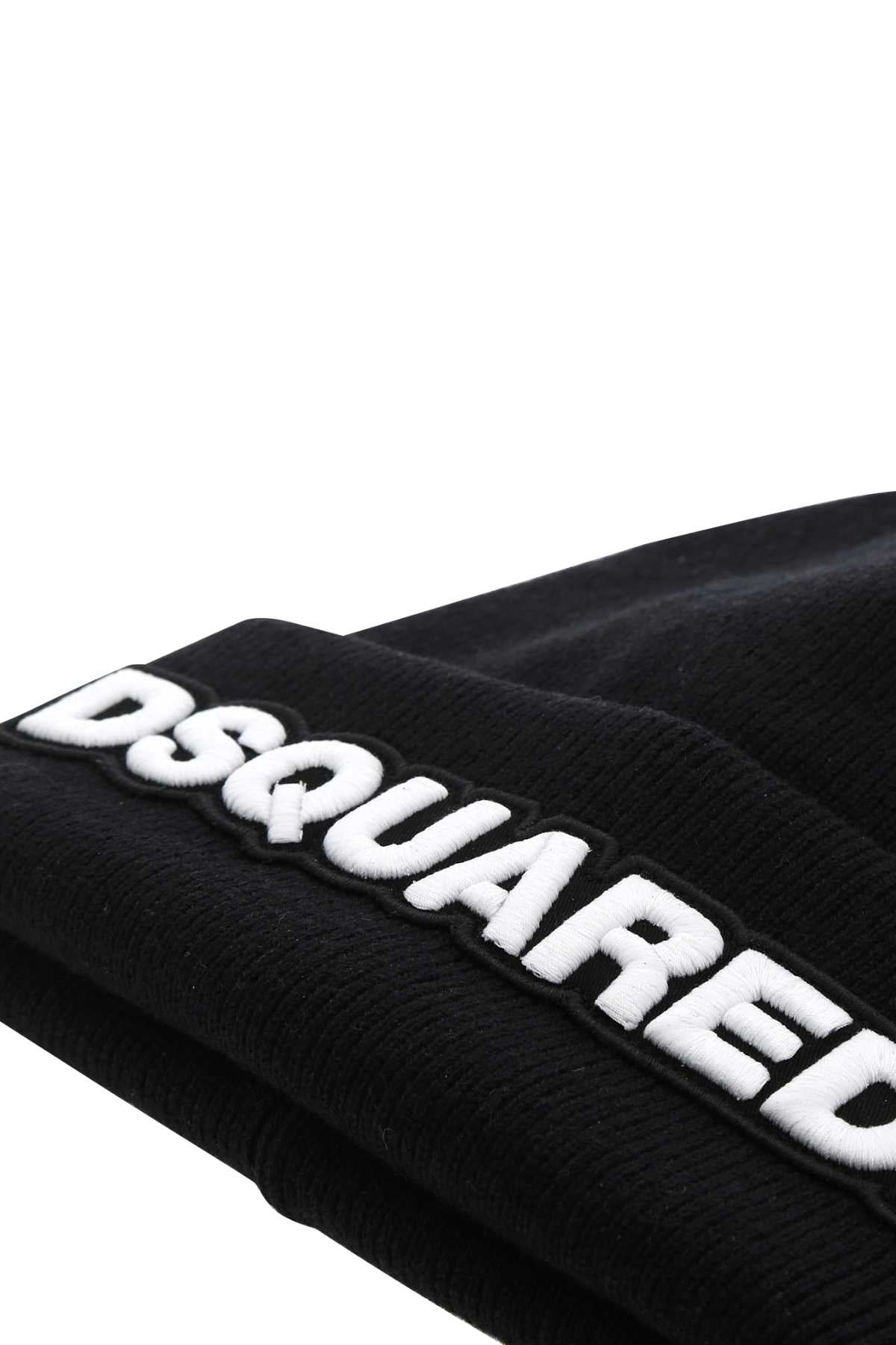 Dsquared Men Black Wool Beanie Hat - 3