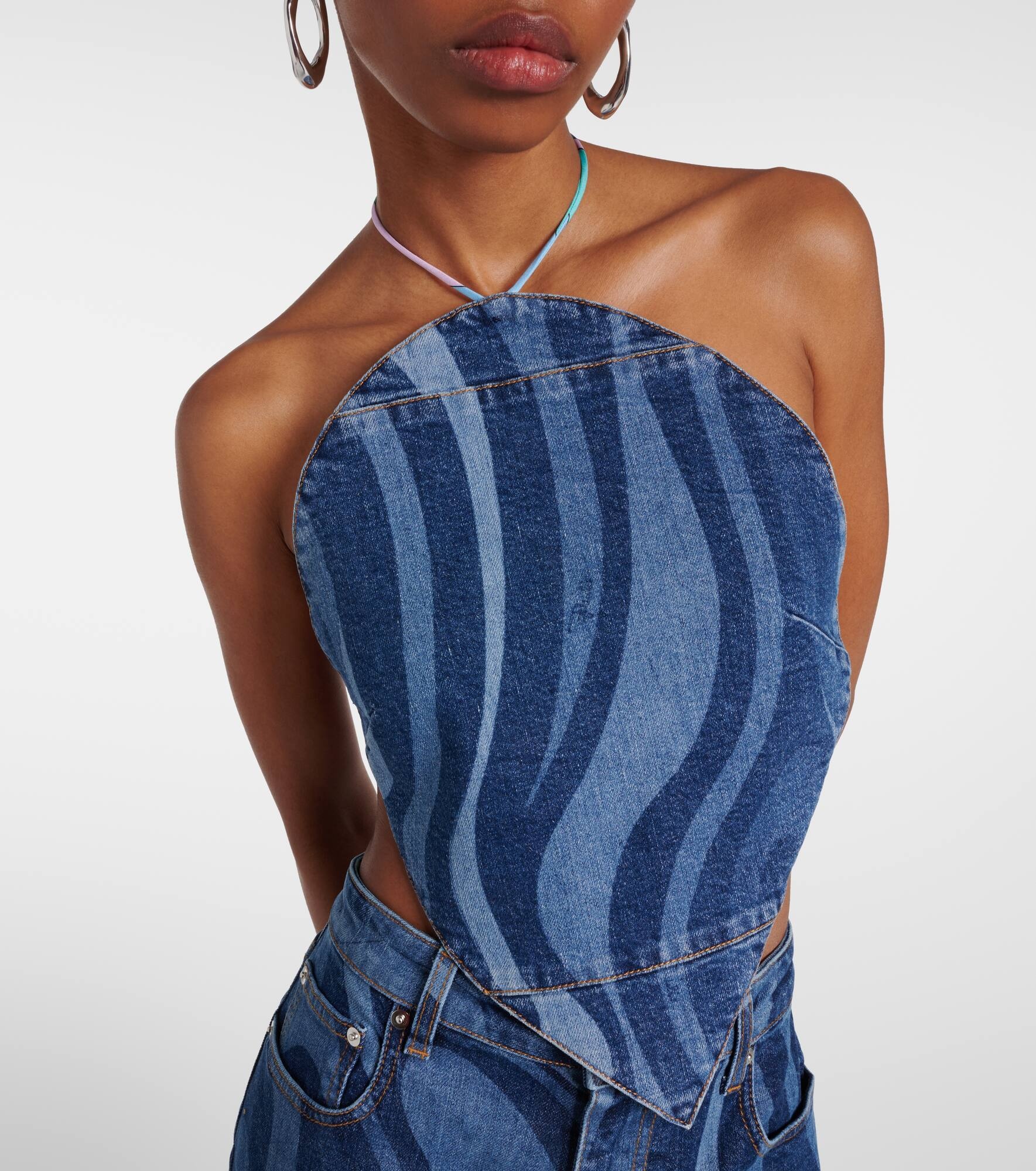 Printed halterneck cotton top - 4