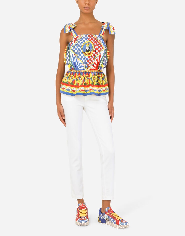 Carretto-print poplin top with ruffled detailing - 6