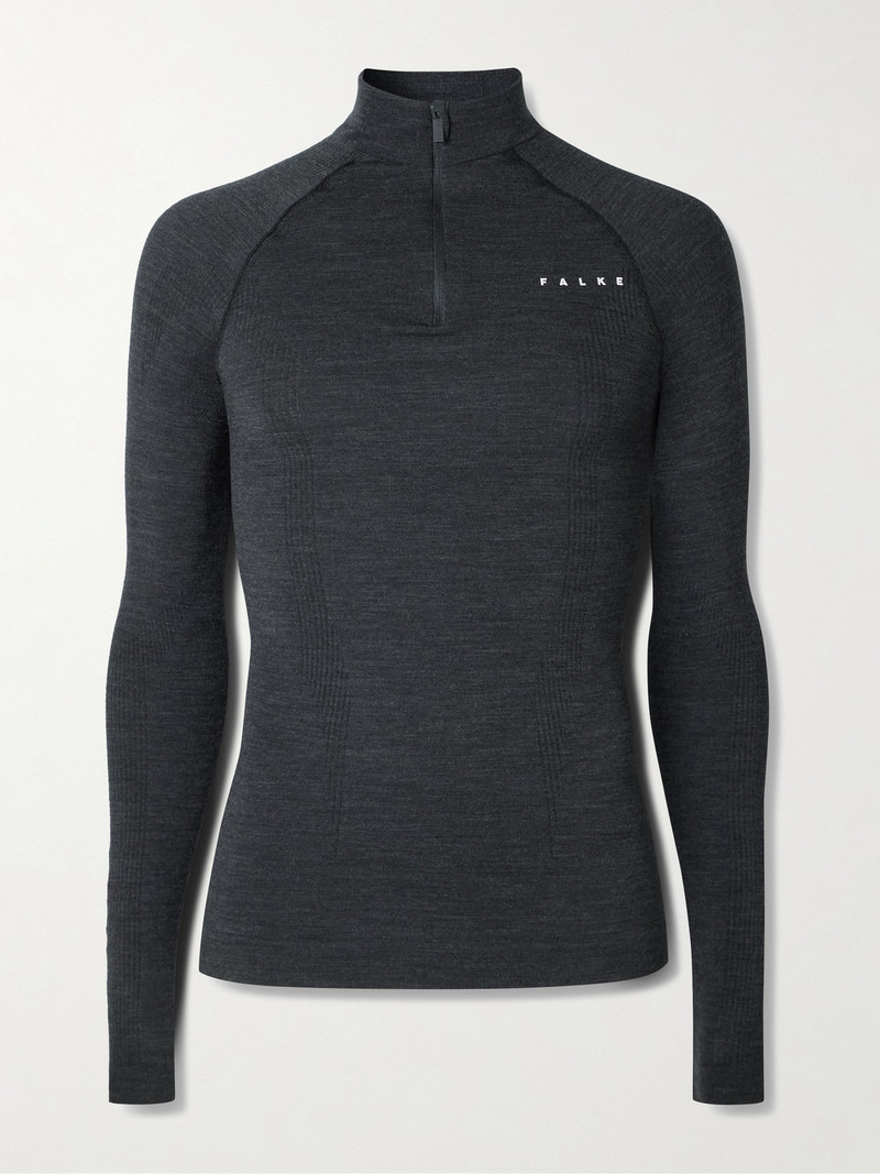 Printed Virgin Wool-Blend Half-Zip Ski Base Layer 1