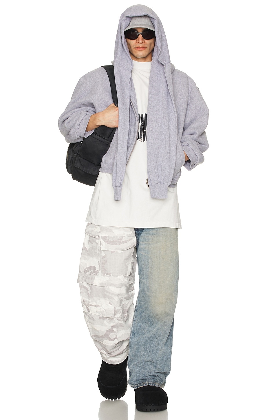 BALENCIAGA Men's Incognito Boxy Zip-up Hoodie Large Fit in