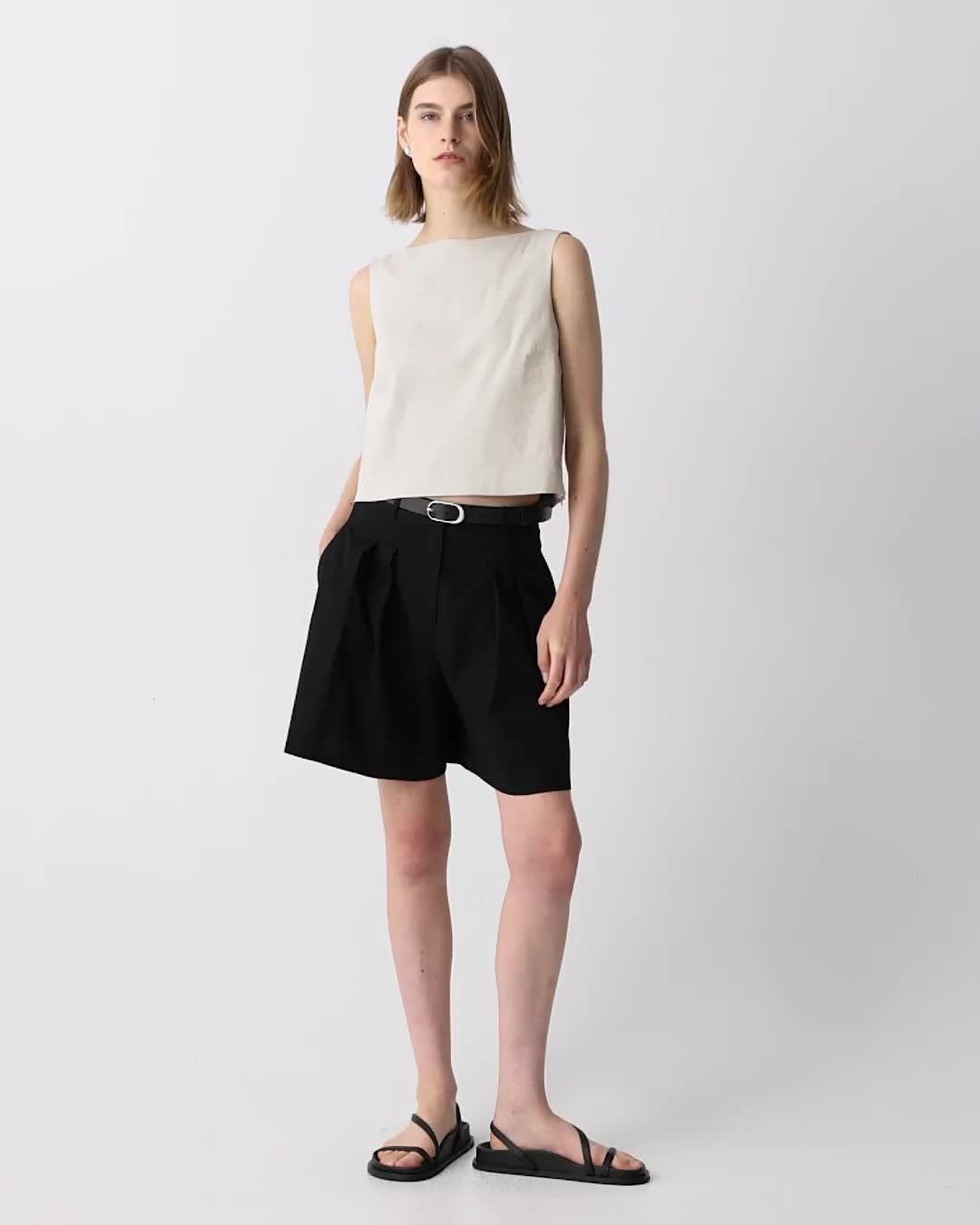 Sleeveless Boatneck Top in Good Linen - 6