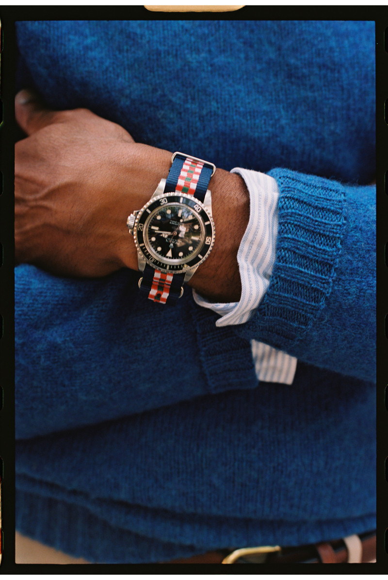 J. PRESS KING'S OWN SCOTTISH BORDERERS STRIPE NYLON WATCH STRAP outlook