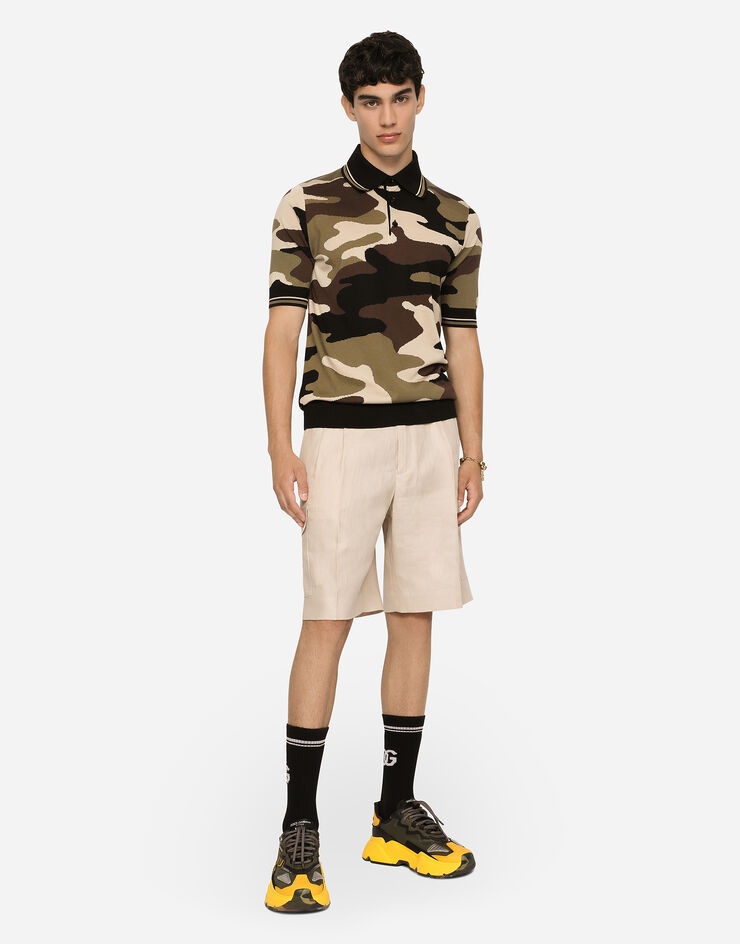 Short-sleeved polo-shirt with camouflage intarsia - 4