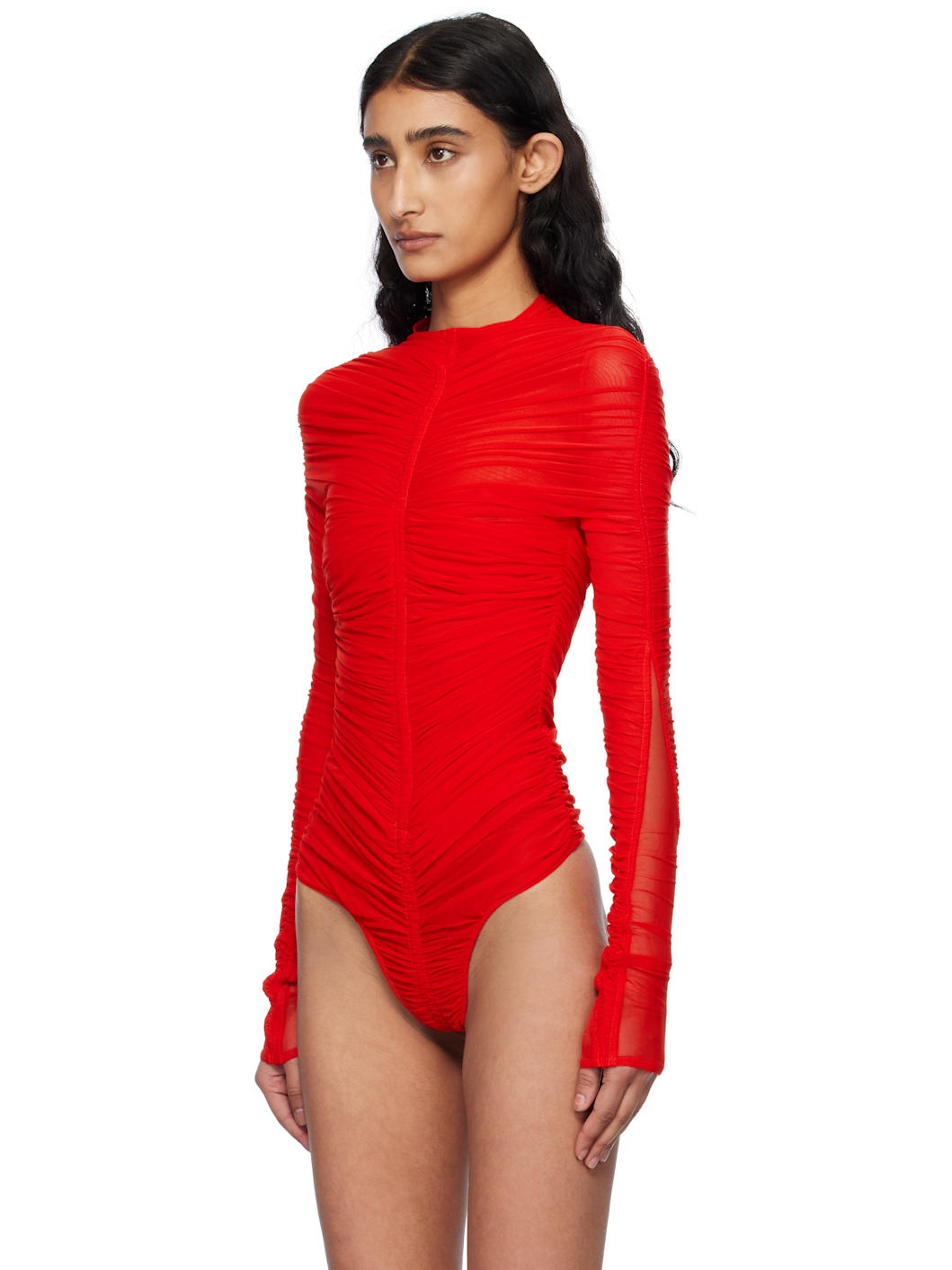 Red Ruched Bodysuit - 4