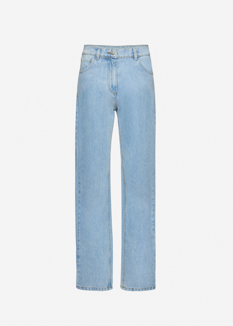 Straight-leg denim pants in light blue 1