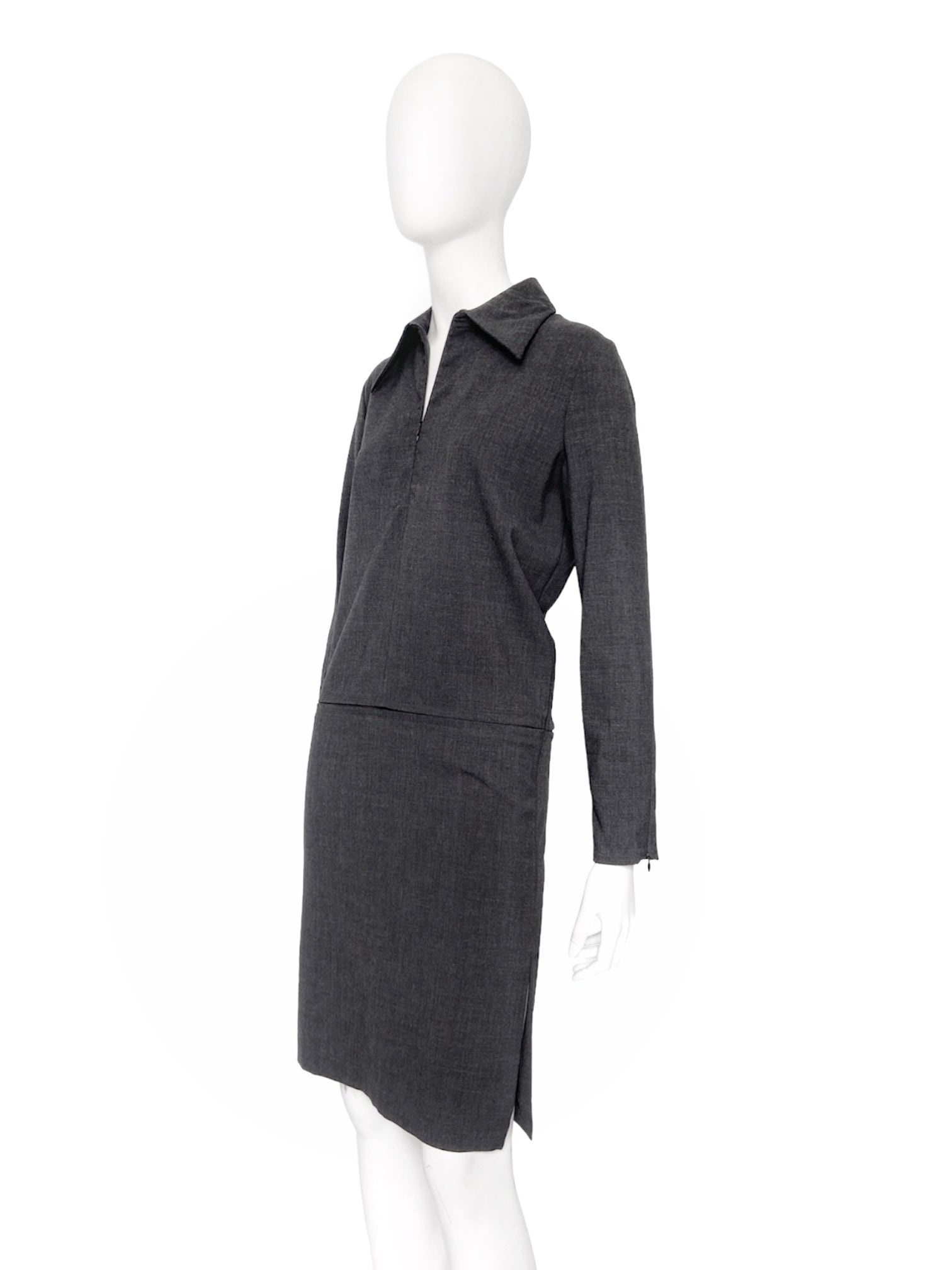 Gucci Fall 1997 Tom Ford Minimal Grey Zip Dress 40 - 2
