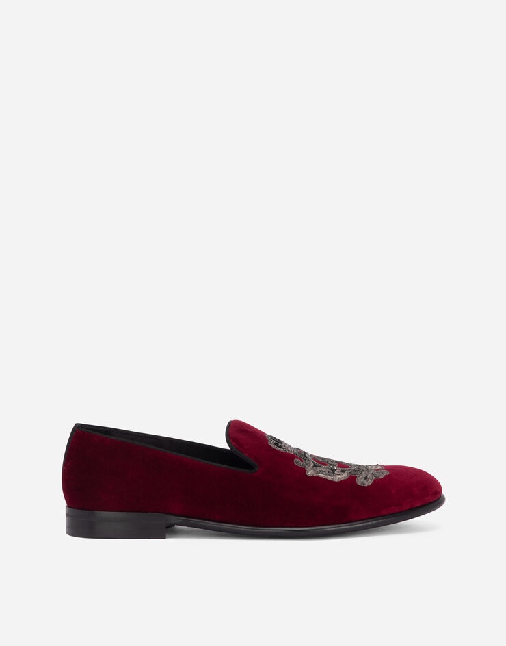 Velvet slippers with coat of arms embroidery - 1