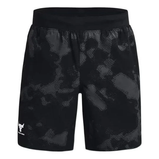 Under Armour Project Rock Woven Camo Printed Shorts 'Black' 1377438-001 - 1