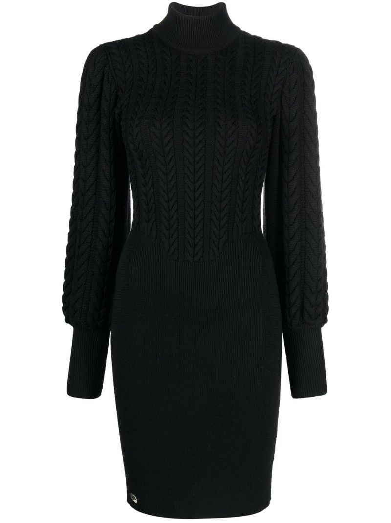 cable-knit high-neck dress 1