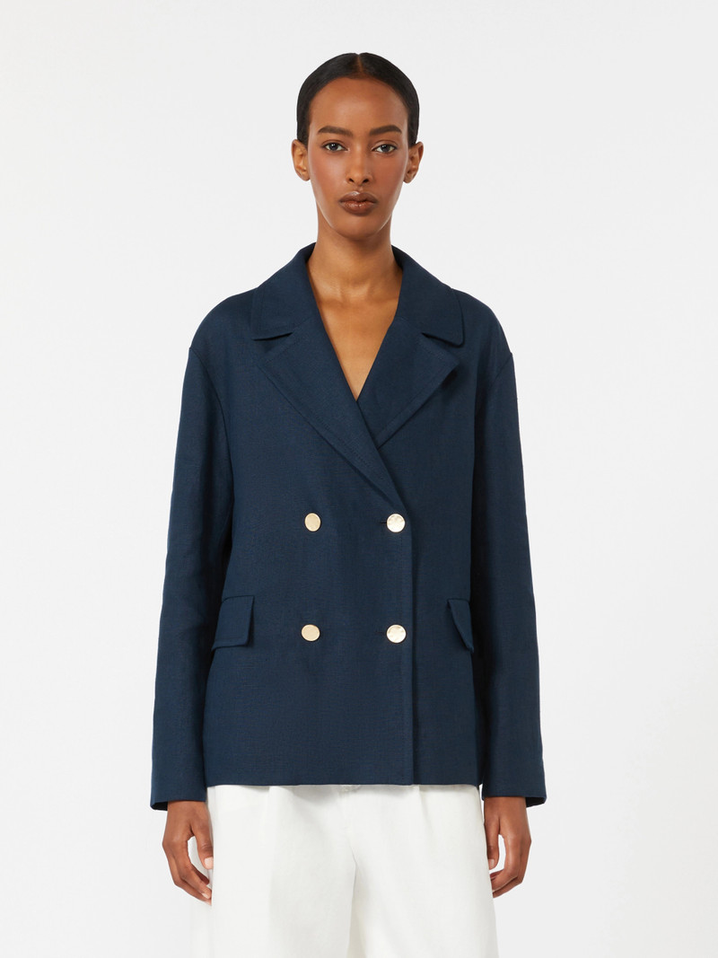 AVENUE Double-breasted linen jacket - MIDNIGHTBLUE 3