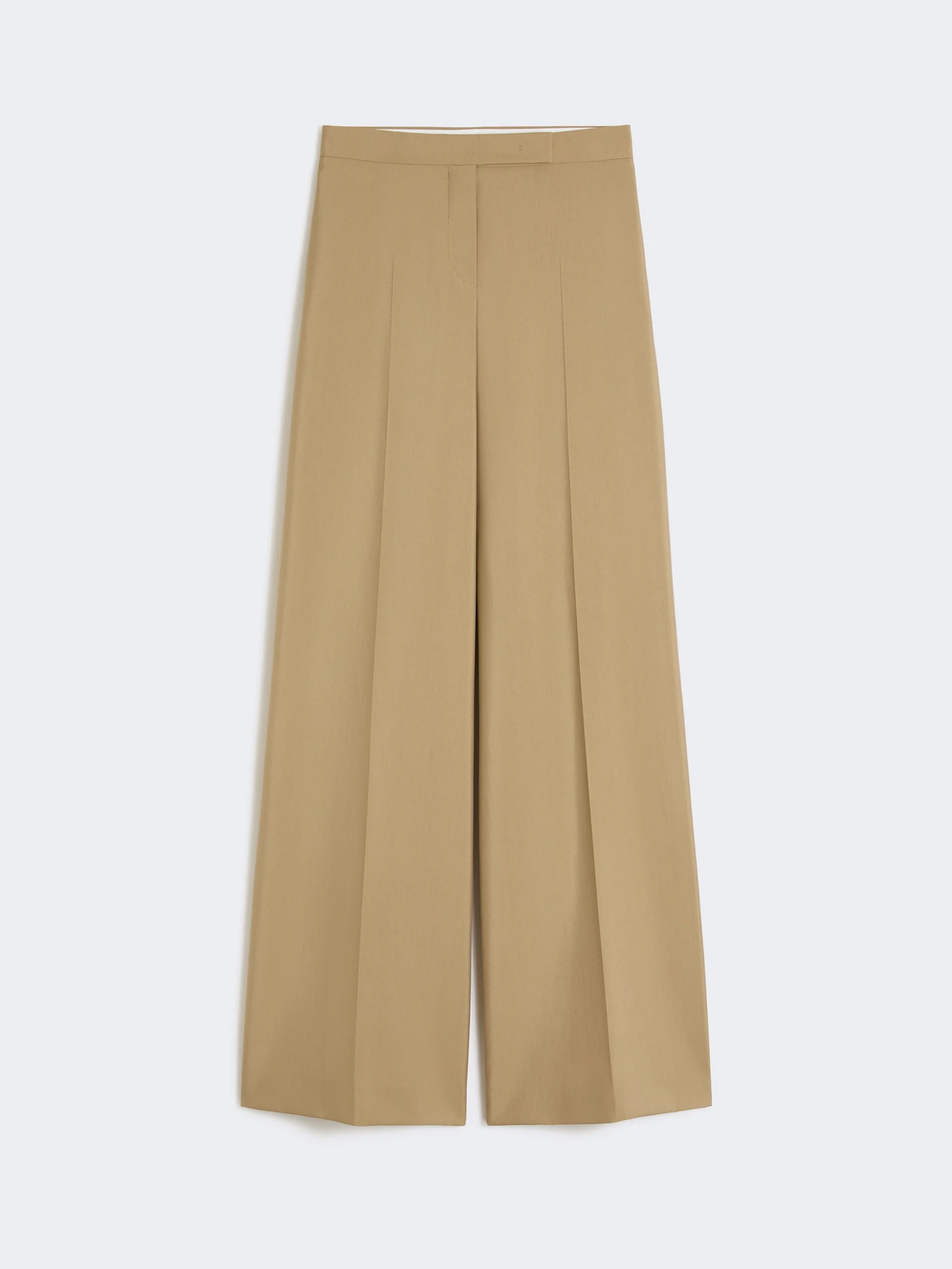 BRONTE Wide trousers in wool and silk poplin - CAMEL - 1