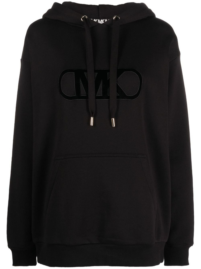 logo-embossed drawstring hoodie 1