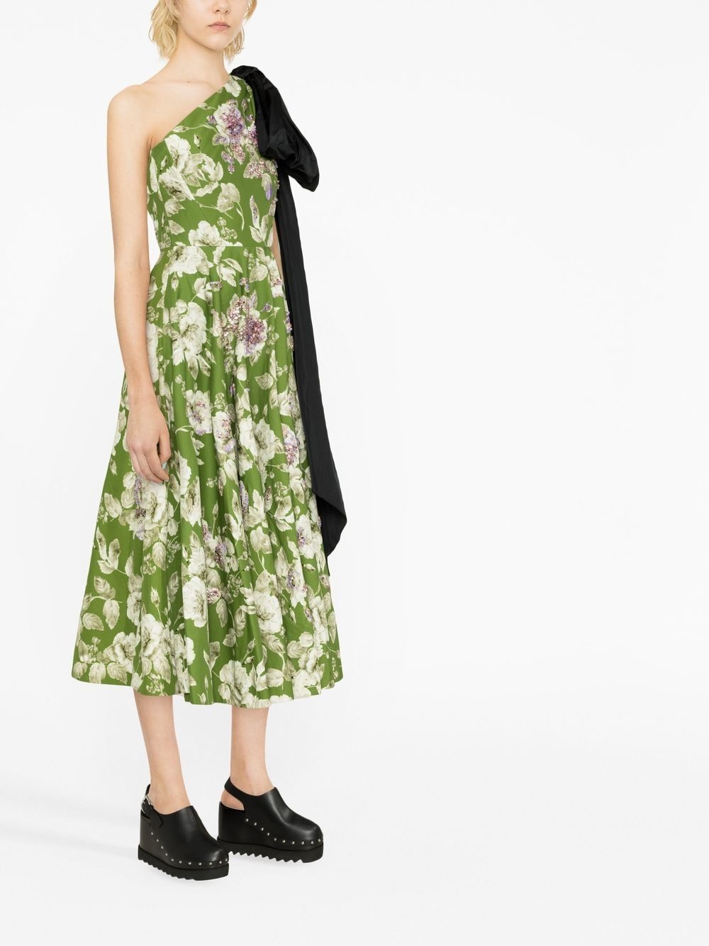 asymmetric floral-print midi dress - 3